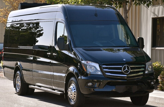 Black Mercedes-Benz Sprinter van